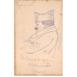 Illustrateur - n°88556 - Physionomies - Portrait d'un Militaire - Un moment de repos - Carte peinte à la main