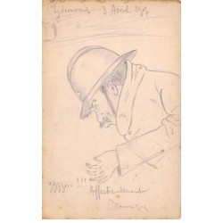 Illustrateur - n°88551 - Physionomies - Portrait d'un Militaire - Carte peinte à la main