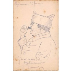 Illustrateur - n°88558 - Physionomies - Portrait d'un Militaire - J'en ai marre ... - Carte peinte à la main