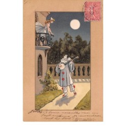 Illustrateurs - n°64073 - Pierrot faisant la sérénade à Colombine - Carte pliée vendue en l'état
