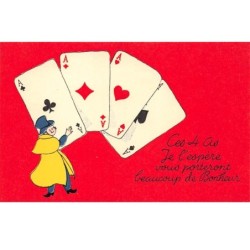 Illustrateur - n°63213 - Ces 4 as je l'espère vous porteront beaucoup de bonheur - Jeu de cartes