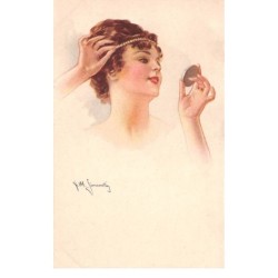 Illustrateur - n°63156 - Simonetty 260-2 - Jeune femme se regardant dans un petit miroir