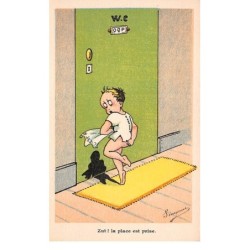 Illustrateur - n°64002 - Simonne - Zut ! La place est prise - Enfants attendant devant des W.C.