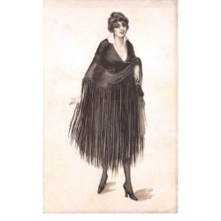 Illustrateur - n°63198 - Genre Kircher n°7041 - Jeune femme avec un châle