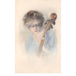 Illustrateur - n°63255 - Jeune femme jouant de la musique