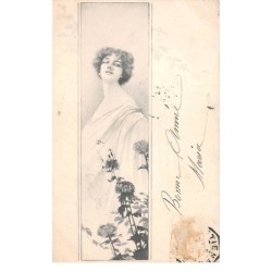 Illustrateur - n°63203 - Genre Mucha - Profil d'une jeune femme