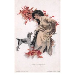 Illustrateur - n°63257 - n°2042 - Can't you speak - Jeune femme et un chien
