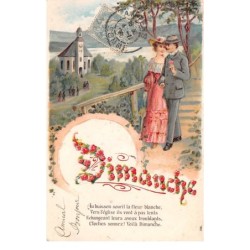 Illustrateur - n°63248 - Dimanche. Au buisson sourit la fleur blanche ... Voilà Dimanche - Carte gaufrée