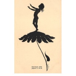 Illustrateur - n°63263 - Ombre chinoise - Enfant sur une fleur