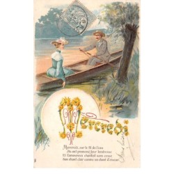 Illustrateur - n°63245 - Mercredi, sur le fil de l'eau ...un chant d'oiseau - Carte gaufrée