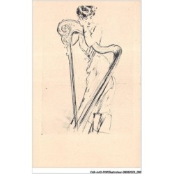 CAR-AAOP2-0144 - ILLUSTRATEUR - UNE FEMME , SA HARPE