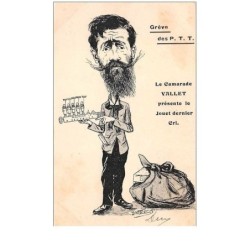 illustrateur . n°46503 . le camarade vallet .greve des p.t.t . caricature . politique.poste.illustrateur morer.