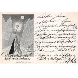 Illustrateur - n°68342 - Grad ... Wirthshaus komm' ich heraus - Homme s'appuyant à un lampadaire -Carte vendue en l'état