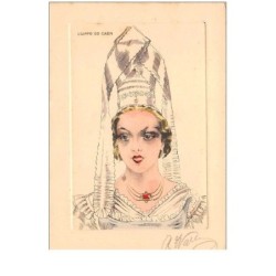 illustrateur . n°46498 . wallez . coiffe de caen . signée au crayon.