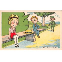 Illustrateur - n°63988 - Simonne - Ebauche d'une Idylle - Garçon faisant de l'oeil à une jeune fille