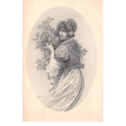 Illustrateur - n°64590 - Jeune femme arrachant un pot de lierre