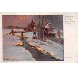 Illustrateur - n°68304 - H. Biegler 5102 - Au retour - Homme dans la nuit enneigée