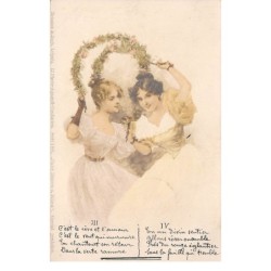 Illustrateur - n°64585 - Deux jeunes femmes jouant avec des couronnes de flerus