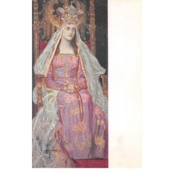 Illustrateur - n°64634 - Malowal J. Mecina Krzesz - Genre Mucha - Femme assise sur un trône et portant une couronne