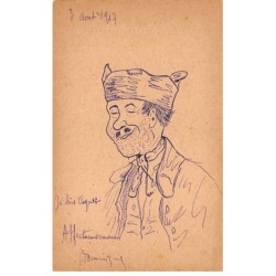 Illustrateur - n°88567 - Portrait d'un Militaire - Je suis coquet - Carte peinte à la main