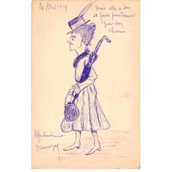 Illustrateur - n°88569 - Mais elle a du se faire pardonner par son charme - Carte peinte à la main