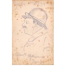 Illustrateur - n°88574 - Physionomies - Portrait d'un Militaire - Optimiste - Carte peinte à la main