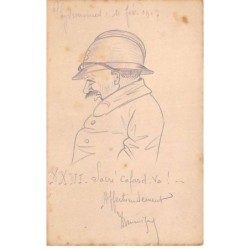 Illustrateur - n°88570 - Physionomies - Portrait d'un Militaire - Sacré Cafard ! - Carte peinte à la main