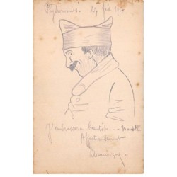 Illustrateur - n°88573 - Physionomies - Portrait d'un Militaire - J'embrasserai bientôt ... - Carte peinte à la main