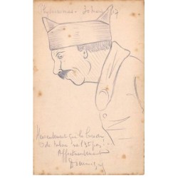 Illustrateur - n°88566 - Physionomies - Portrait d'un Militaire - ... bureau de tabac ... - Carte peinte à la main