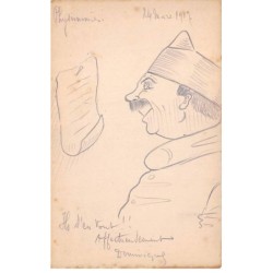 Illustrateur - n°88531 - Physionomies - Portrait d'un militaire - Carte peinte à la main