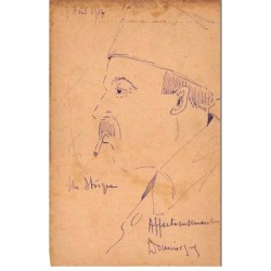 Illustrateur - n°88534 - Portrait d'un militaire fumant - Carte peinte à la main