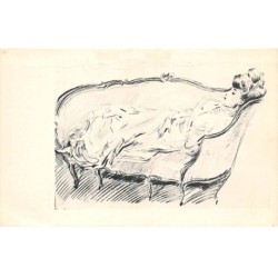 Illustrateur - n°88466 - Jeune femme se reposant sur un divan