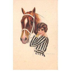 Illustrateur - n°87767 - Jeune femme près d'un cheval