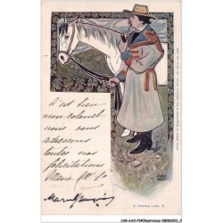 CAR-AAOP1-0001 - ILLUSTRATEUR - UN HOMME FUMANT SA PIPE ET SON CHEVAL