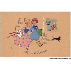 CAR-AAOP5-0378 - ILLUSTRATEUR - UN GARCON ET JEUNE FEMME , PROMENADE SUR UN CHEMIN