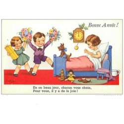 ILLUSTRATEURS.n°875.JIM PATT.BONNE ANNEE.ENFANTS AU REVEIL