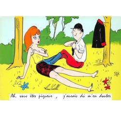 illustrateur. n°105351 .rene caille .cpsm .ah vous etes piqueur j aurais du m en douter .