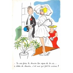 illustrateur. n°105344 .rene caille .cpsm .tu vas faire le dernier bon ... qui fait la cuisine !