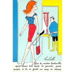 illustrateur. n°105316 .rene caille .cpsm .que tu rentres bredouille ... garde un coup en reserve .