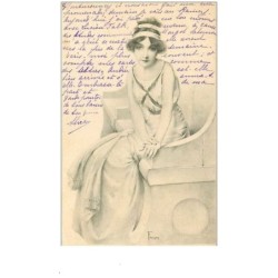 ILLUSTRATEURS.n°29293.FERNEN.FEMME ASSISE SUR UN BANC