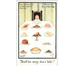 ILLUSTRATEURS.n°7578.OILETTE.LES RESTRICTIONS NE SONT PAS TOUJOURS OBSERVEES.TOUT POUR ELLE.ENFANT ATTABLE