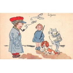 Illustrateur - n°87670 - Garçon en soldat, fumant la pipe ... - Orphelinat des Armées - Carte pliée vendue en l'état