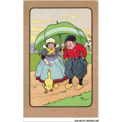 CAR-ABIP4-0296-ILLUSTRATEUR - Pinot - un homme et une femme sous le parapluie donne a manger au canard