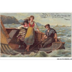 CAR-AAUP12-0852 - ILLUSTRATEUR - une famille dans une pirogue
