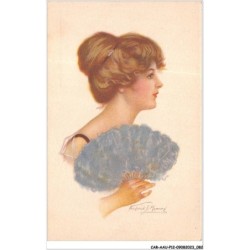 CAR-AAUP12-0835 - ILLUSTRATEUR - PORTRAIT DE FEMME AVEC EVENTAIL