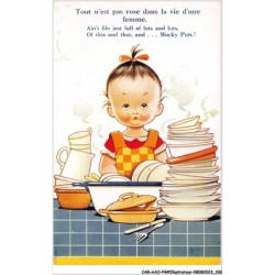 CAR-AAOP4-0339 - ILLUSTRATEUR - UNE PETITE FILLE , LA VAISSELLE