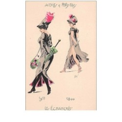 illustrateur . n°44160 . les echancree. style mucha.aieules et petites filles