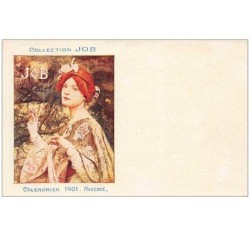 illustrateur. n°45440 . calendrier 1901 . maxence . collection job . publicitaire . genre mucha . cigarette