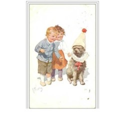 ILLUSTRATEURS.K FERERTAY.ENFANT ET CHIEN DEGUISE