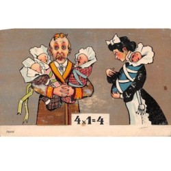 Illustrateur - n°68211 - Bauer - Un homme et une servante avec quatre bébés dans les bras